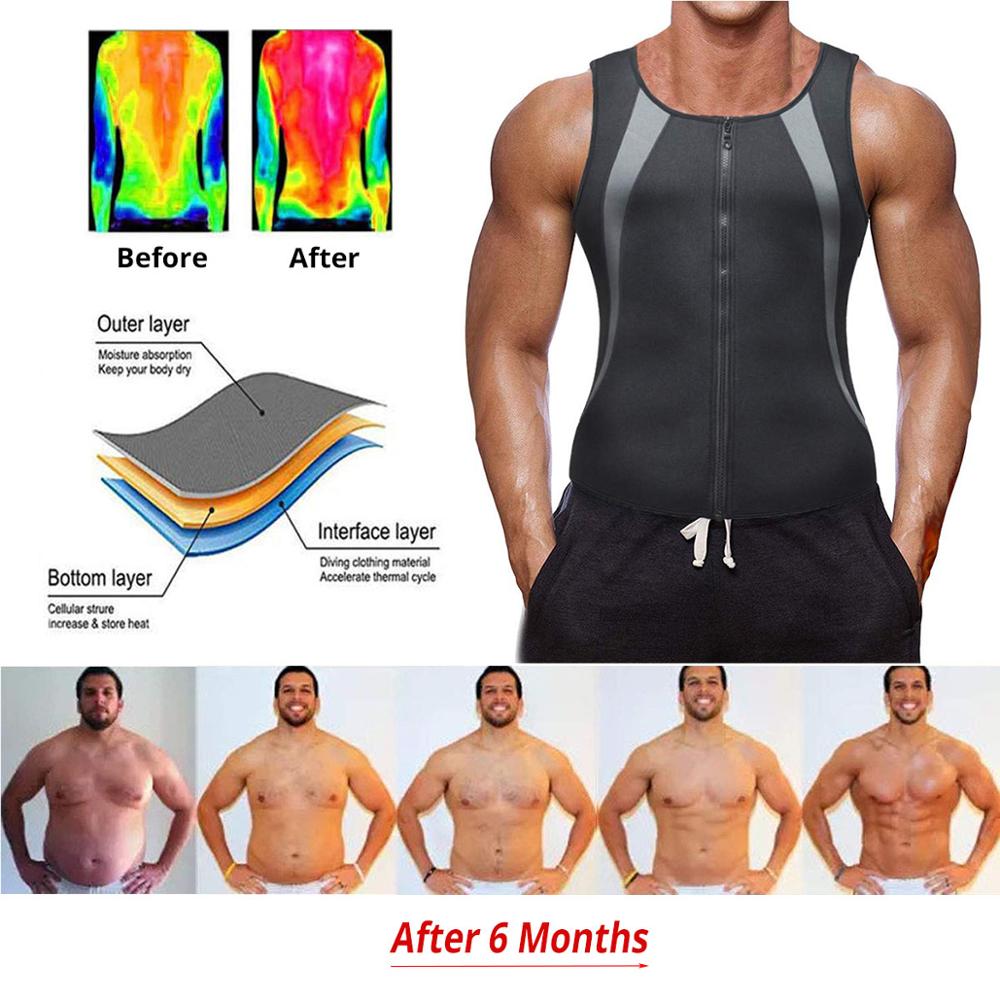 Men Body Shaper Fitness Neoprene Sauna Vest Waist Trainer Double Belt Sweat Shirt Corset Top Abdomen Slimming Shapewear Fat