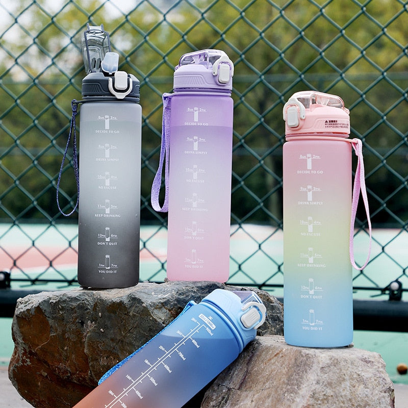 1 L Water Bottle  with Time Scale Gym Outdoor Sports