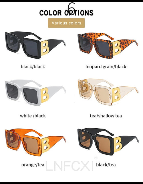 Load image into Gallery viewer, 2023  Fashion Trendy Oversized  Square Frame Sunglasses Women Men The Letter B  Retro Rectangle Sunglasses Brand Designer
