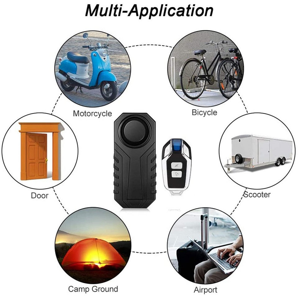 Wireless Bicycle Vibration Alarm IP55 Waterproof Motorcycle Alarm Remote Control Anti-theft Bike Detector Alarm System