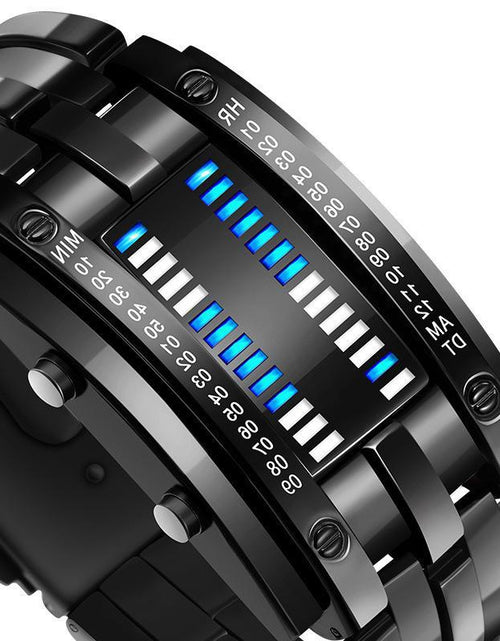 Load image into Gallery viewer, Men Watch 50m Waterproof Lava Watch Double Row Lamp Led Watch Male Binary Steel Band Electronic Sport Watch Relogios Masculino
