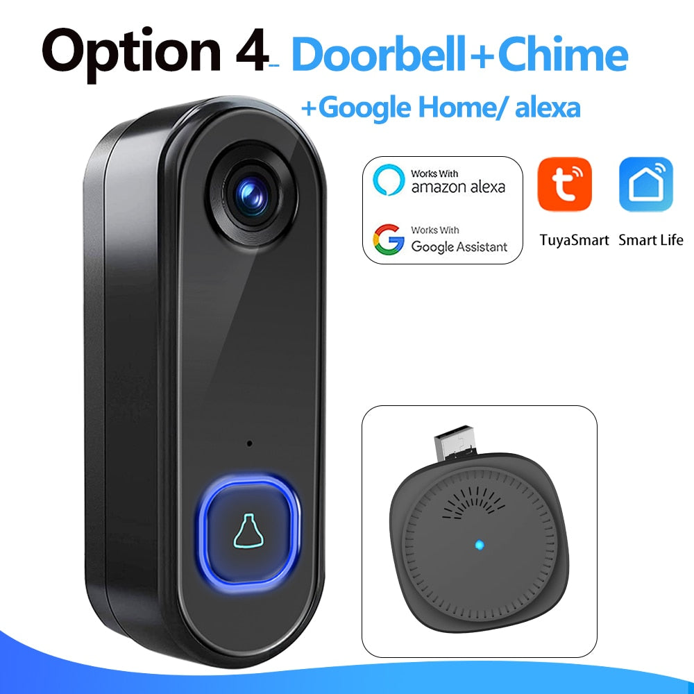 TUYA Video Doorbell WiFi  Wireless Outdoor Door Bell Camera AC DC Power 1080P Video Door Phone Waterproof IP65 Alexa Google Home