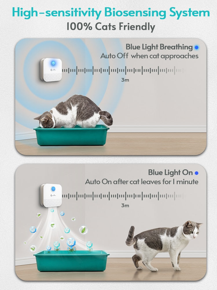 4000mAh Smart Cat Odor Purifier For Cats Litter Box Deodorizer Dog Toilet Rechargeable Air Cleaner Pets Deodorization