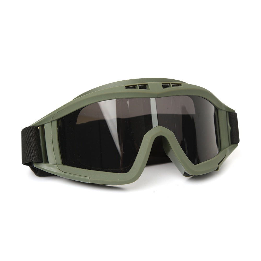 Airsoft Tactical Goggles 3 Lens Black Tan Green Windproof Dustproof Motocross Motorcycle Glasses CS Paintball Safety Protection