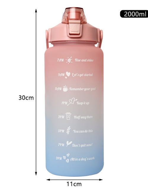 Load image into Gallery viewer, 2 Litre Water Bottle for Girls Botella De Agua Motivacional Gourde Sport Gym with Time Marker Portable Large Chaleira with Straw
