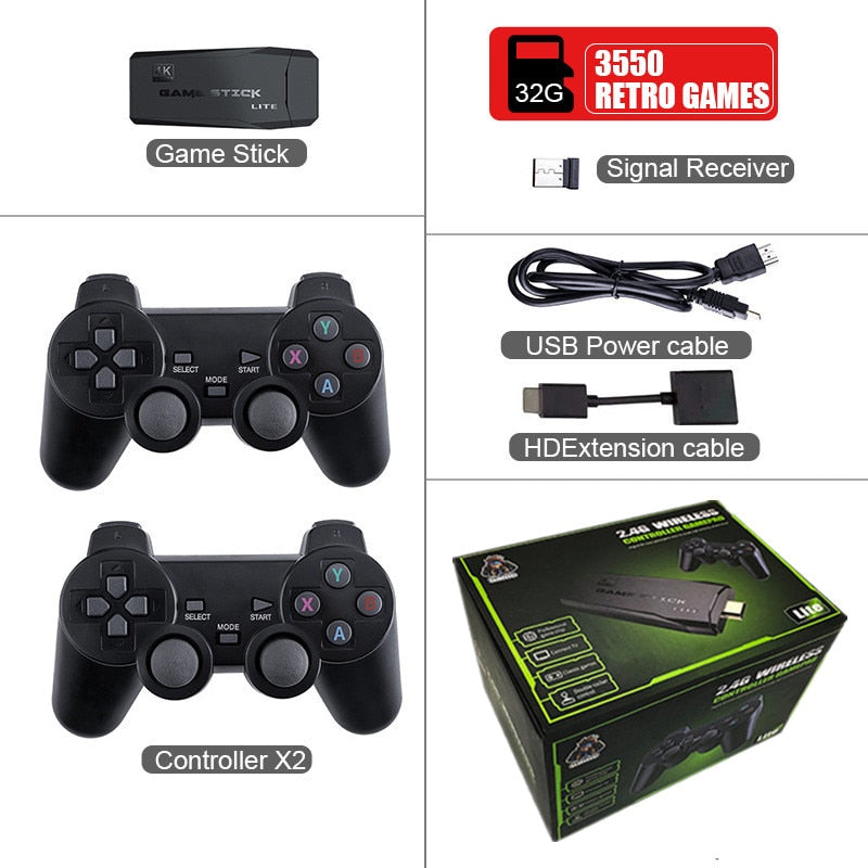 Video Game Console 2.4G Double Wireless Controller Game Stick 4K 10000 games 64GB 32GB Retro games For PS1/GBA boy gift