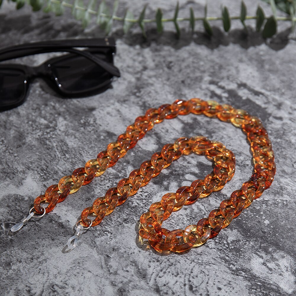 Acrylic Reading Glasses Chain Women Anti Slip Amber Leopard Color Sunglasses Chain Mask Strap Neck Lanyard Accessories