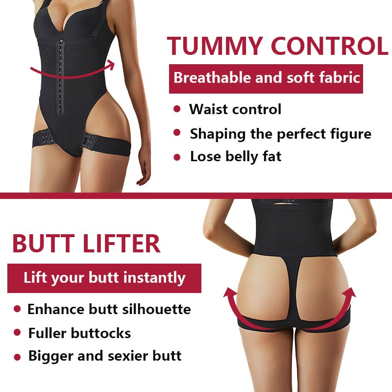 High Waist Thong Bodysuit Women Shapewear Tummy Control Panties Butt Lifter Firm Sculpting Body Shaper Waist Trainer Underwear