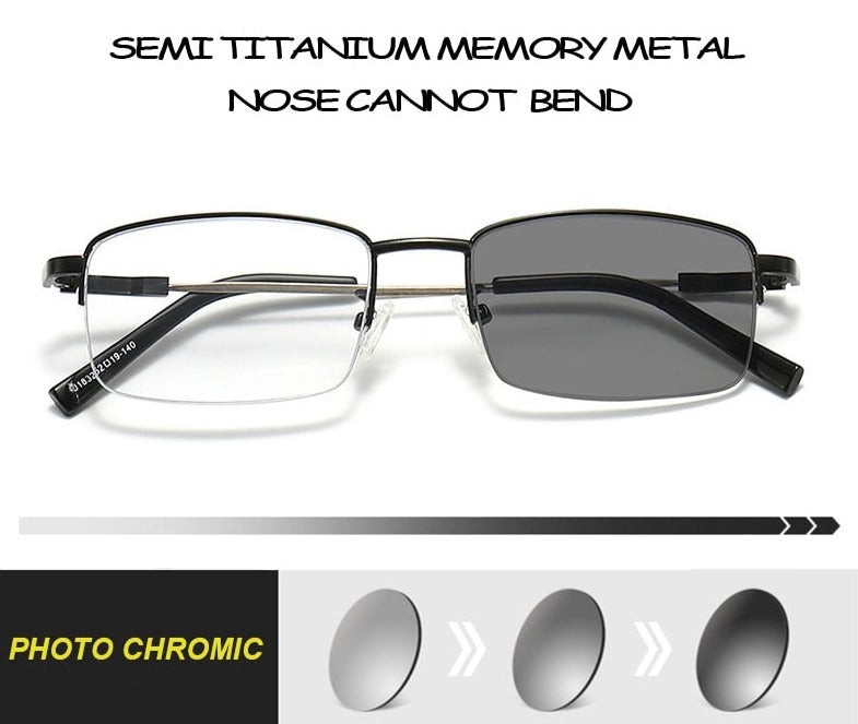 New Titanium Photochromeic Multifocal Reading Glasses Men Anti Blue Light  Progressive Multifocus Reading Glasses Women