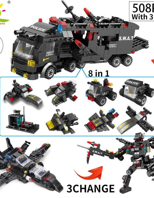 Load image into Gallery viewer, SWAT Police Station Truck Model Building Blocks City Machine Helicopter Car Figures Bricks Educational Toy For Children
