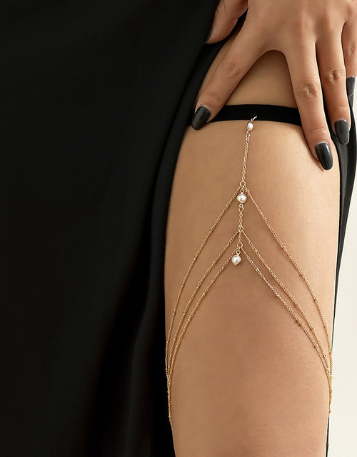 Load image into Gallery viewer, Multi-layer Metal Thigh Chain Sexy Imitation Pearl Leg Chain for Women Bohemian Style Body Chain Personality Leg Jewelry
