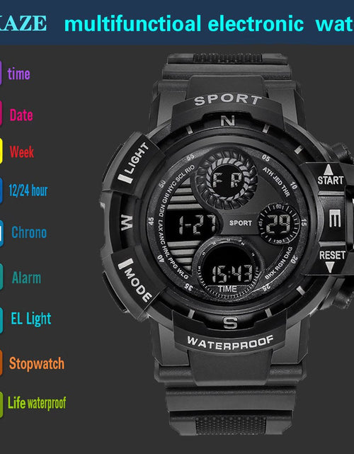 Load image into Gallery viewer, Black Digital Watch for Men Sports Watches Waterproof Outdoor Chronograph Hand Clock G Infantry Shock Student Wristwatch
