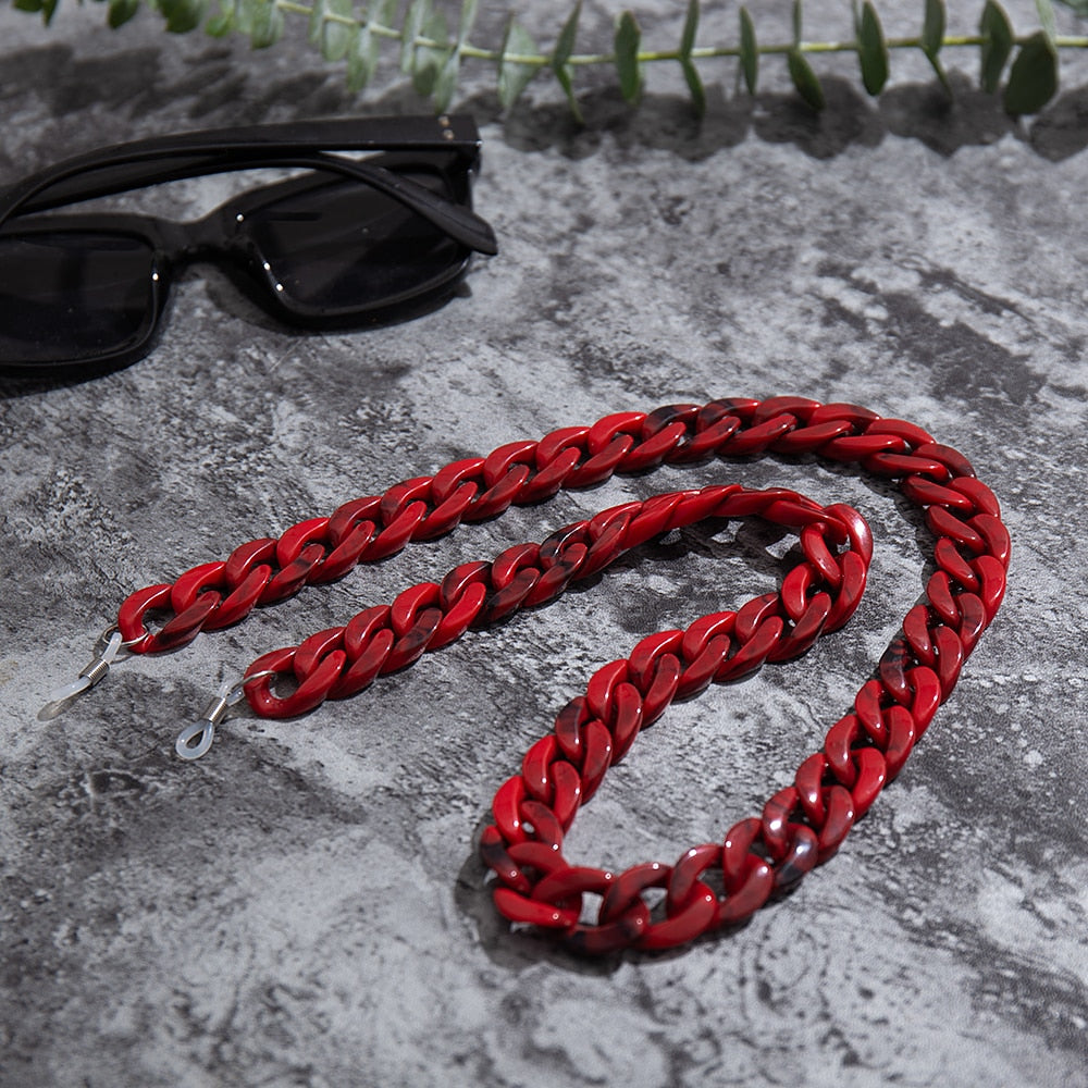 Acrylic Reading Glasses Chain Women Anti Slip Amber Leopard Color Sunglasses Chain Mask Strap Neck Lanyard Accessories