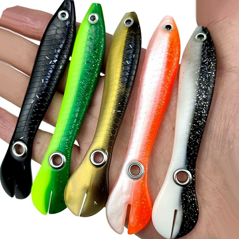 5PCS/Lot Soft Fishing Bait 6g 10cm Wobble Tail Lure Silicone Small Loach Artificial Baits For Bass Pike Fishing With Hook&amp;Box