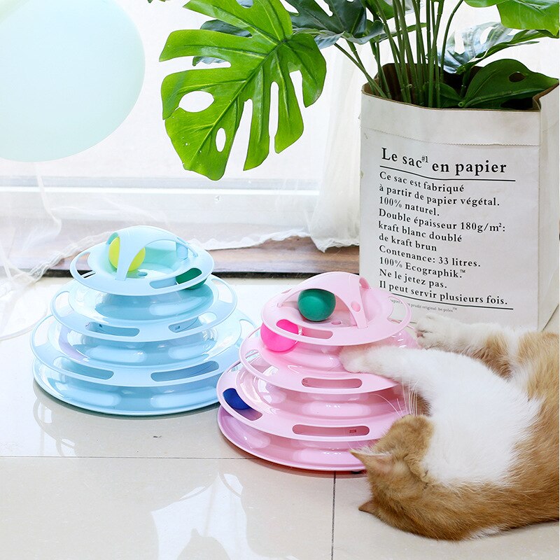 3/4 Levels Cat Toy Tower Tracks Interactive Pet Toy Training Amusement Toys for Cats Kitten Cat Tunnel Cat Accessories Pet Items