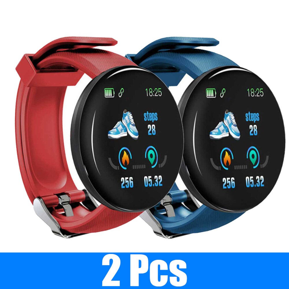 2Pcs D18 Smart Watch Men and women digital Watch Bluetooth Sports fitness tracker pedometer D18S smart watch for Android iOS