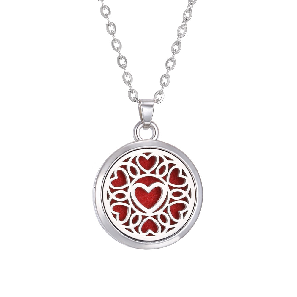 Tree of Life Aromatherapy Necklace Perfume Essential Oil Diffuser Open Stainless Steel  Locket Pendant Aroma Diffuser Necklace