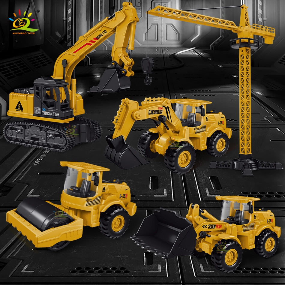 Engineering Plastic Inertia Car City Construction Excavator Crane Dump Truck Classic Vehicle Toys For Children