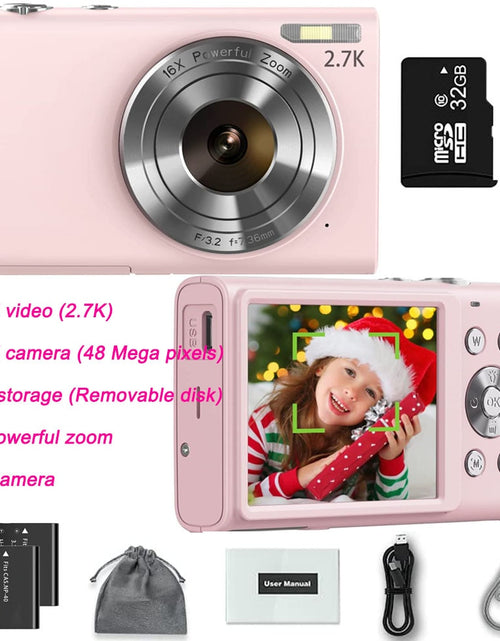 Load image into Gallery viewer, Digital Camera Children Camera for Children Camcorder with 16x Zoom Compact Cameras 1080P 44MP Cameras for Beginner Photography
