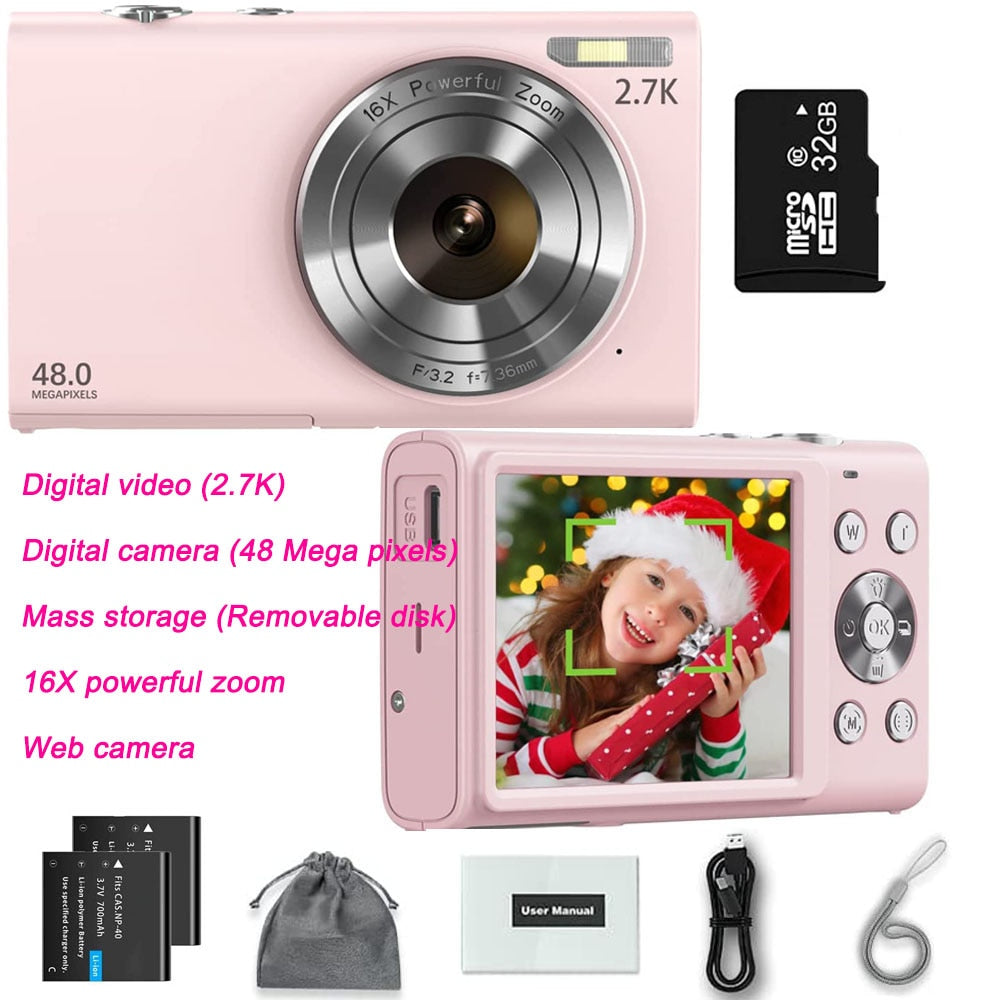 Digital Camera Children Camera for Children Camcorder with 16x Zoom Compact Cameras 1080P 44MP Cameras for Beginner Photography