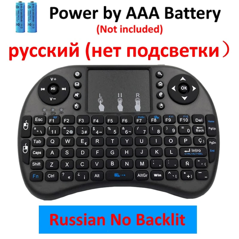 Mini Wireless Keyboard English Russian French Spanish Portuguese 2.4G Air Mouse Remote Touchpad for Android TV Box PC