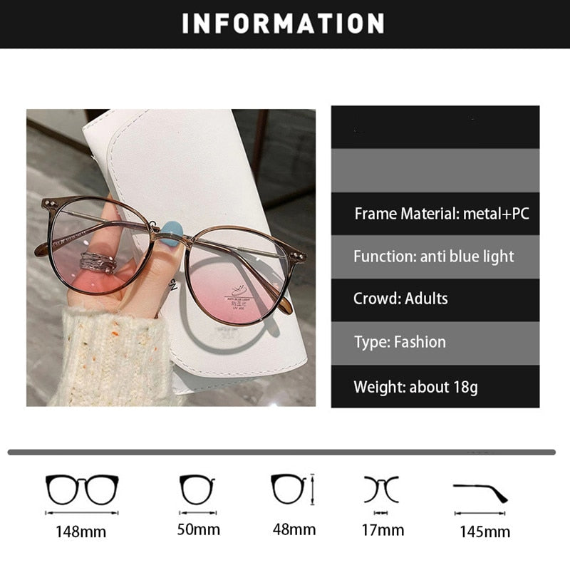 Ladies Round Finished Myopia Galsses Men Women Anti-blue Light Computer Eyewear New Fashion Special Lenses Optical Eyeglasses