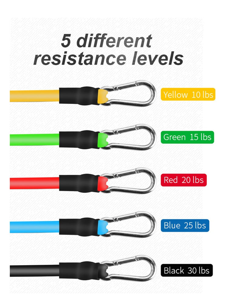 11 Pcs/Set Latex Resistance Band Training Exercise Tube Yoga Rope Pull Elastic Rubber Expander Fitness Equipment Belt