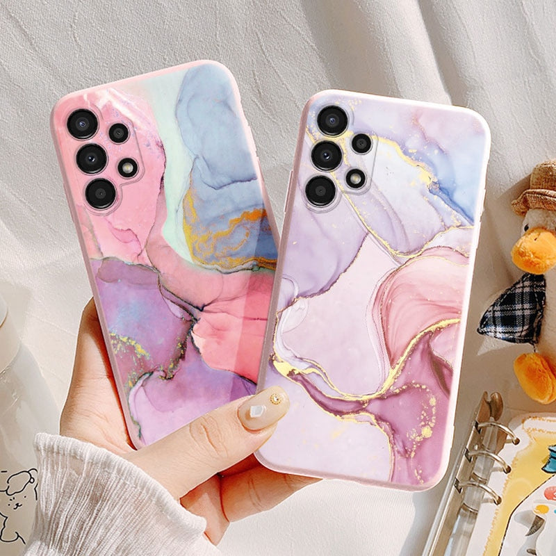 Marble Pattern Phone Case For Samsung Galaxy A13 5G A 13 4G Protective Cover Case Pink Silicone Soft Funda For Samsung A13 Coque