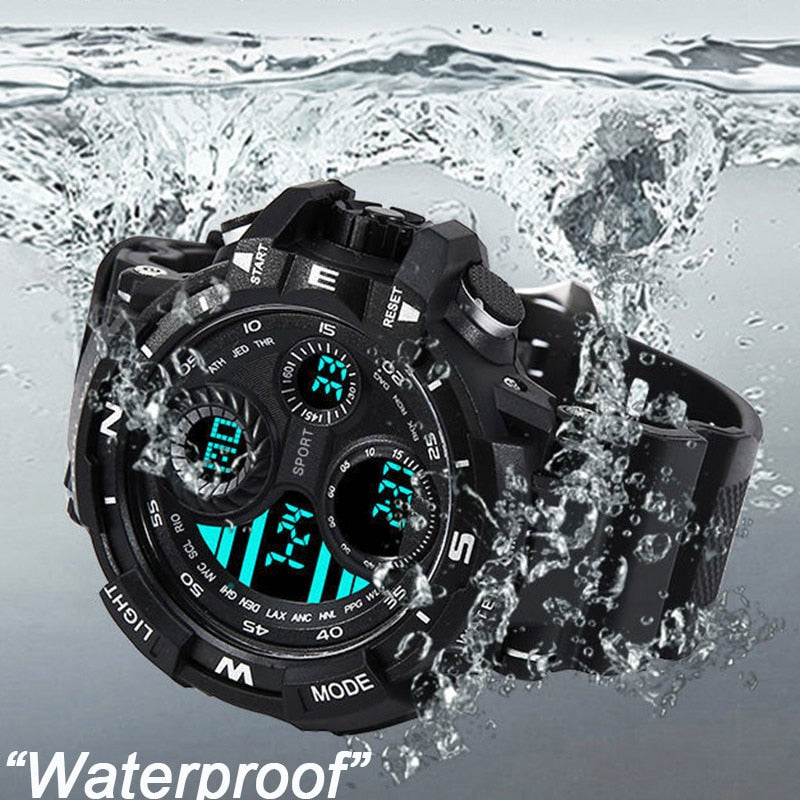 Black Digital Watch for Men Sports Watches Waterproof Outdoor Chronograph Hand Clock G Infantry Shock Student Wristwatch