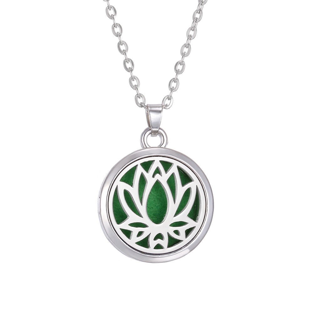 Tree of Life Aromatherapy Necklace Perfume Essential Oil Diffuser Open Stainless Steel  Locket Pendant Aroma Diffuser Necklace