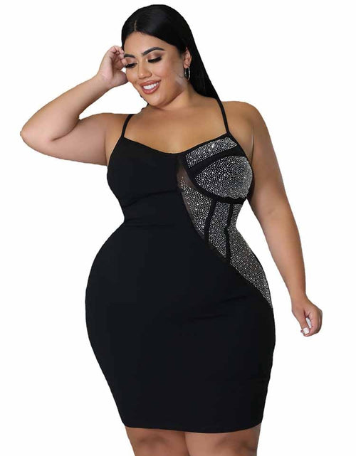 Load image into Gallery viewer, Dress Backless Women Spaghetti Strap Sexy Short Dress Black Diamonds Plus Size Dresses Wholesale Bulk Dropshipping
