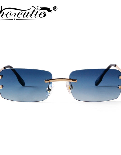 Load image into Gallery viewer, Blue Rimless Rectangle Sunglasses Men 2021 Brand Design Metal Fashion Square Sun Glasses for Women Gradient Lens Frameless UV400
