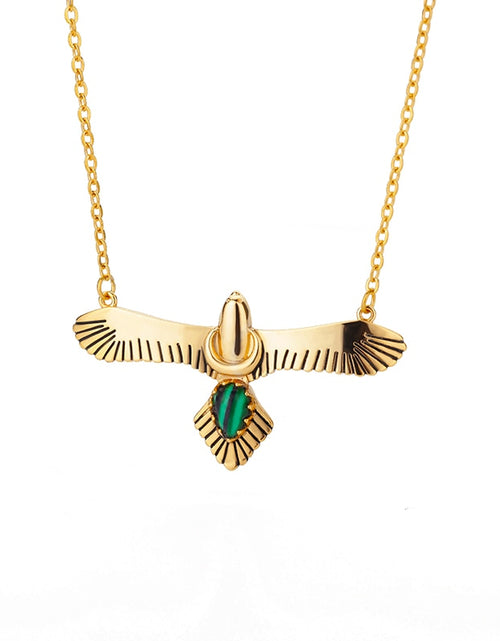 Load image into Gallery viewer, Green Stone Opal Eagle Pendant Necklace for Women Men Goth Gold Plated Stainless Steel Necklaces 2023 Trend Aesthetic Jewelry
