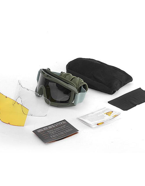 Load image into Gallery viewer, Airsoft Tactical Goggles 3 Lens Black Tan Green Windproof Dustproof Motocross Motorcycle Glasses CS Paintball Safety Protection
