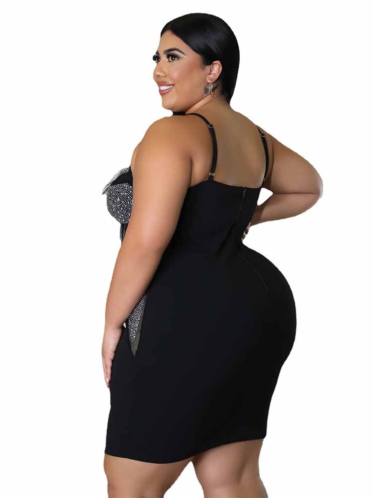 Dress Backless Women Spaghetti Strap Sexy Short Dress Black Diamonds Plus Size Dresses Wholesale Bulk Dropshipping