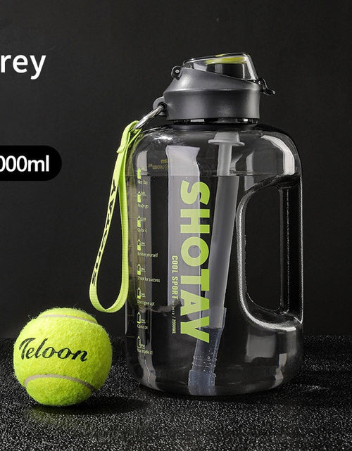 Load image into Gallery viewer, 2 Liter Water Bottle with Straw Large Portable Travel Bottles For Training Sport Fitness Cup with Time Scale FDA Free
