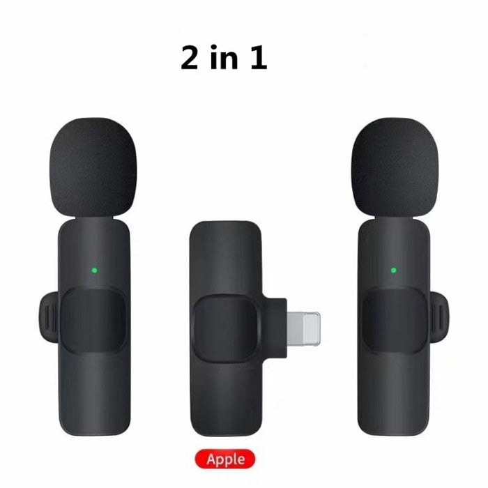 Wireless Lavalier Microphone Portable Audio Video Recording Mini Mic For iPhone Android Facebook Youtube Live Broadcast Gaming