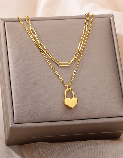 Load image into Gallery viewer, Stainless Steel Heart Pendant Necklace For Women Fashion Simple Girls Lucky Chain Gifts Party Jewelry Dropshipping
