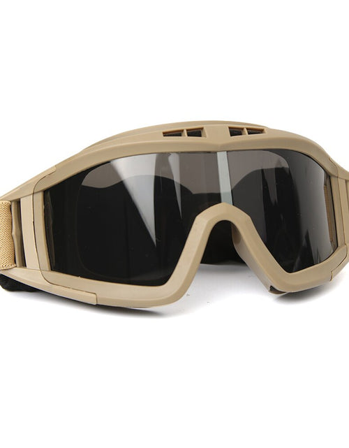 Load image into Gallery viewer, Airsoft Tactical Goggles 3 Lens Black Tan Green Windproof Dustproof Motocross Motorcycle Glasses CS Paintball Safety Protection
