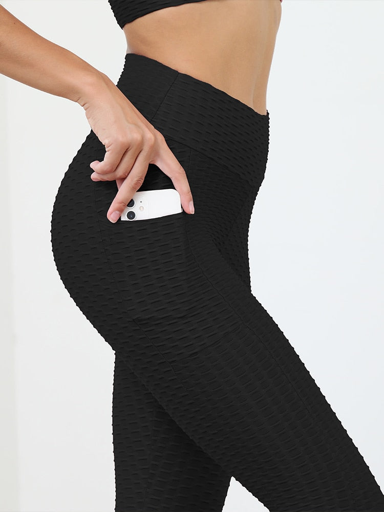 Anti Cellulite Fitness Leggings with Pockets High Waist Seamless Tight Leggings Sexy Workout Pants for Women