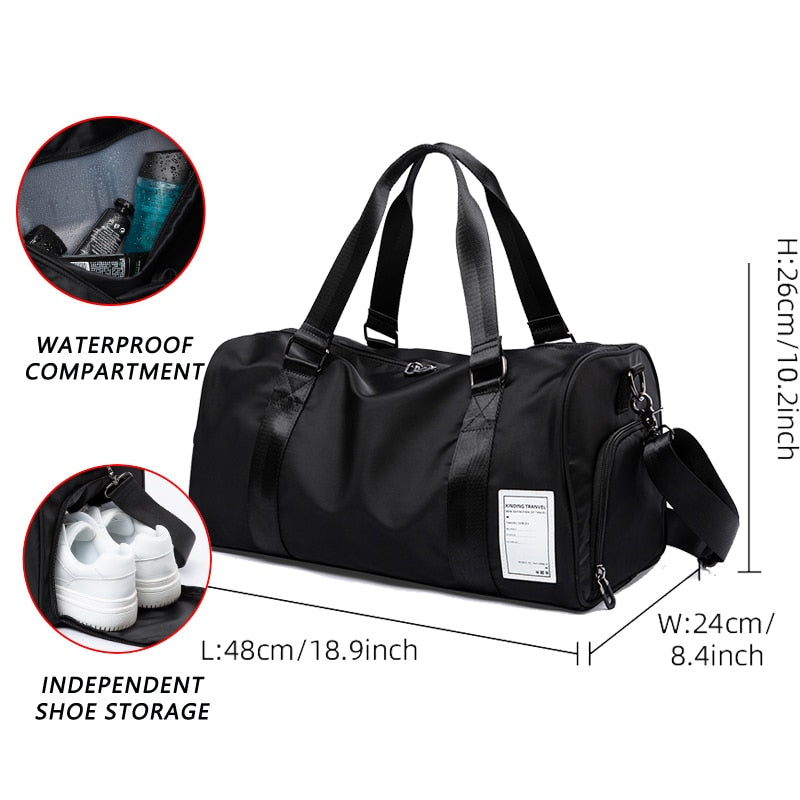 Nylon Travel Sports Bags Large Capacity Men Training Dry And Wet Tas for Shoes Fitness Weekend Luggage Shoulder Handbags