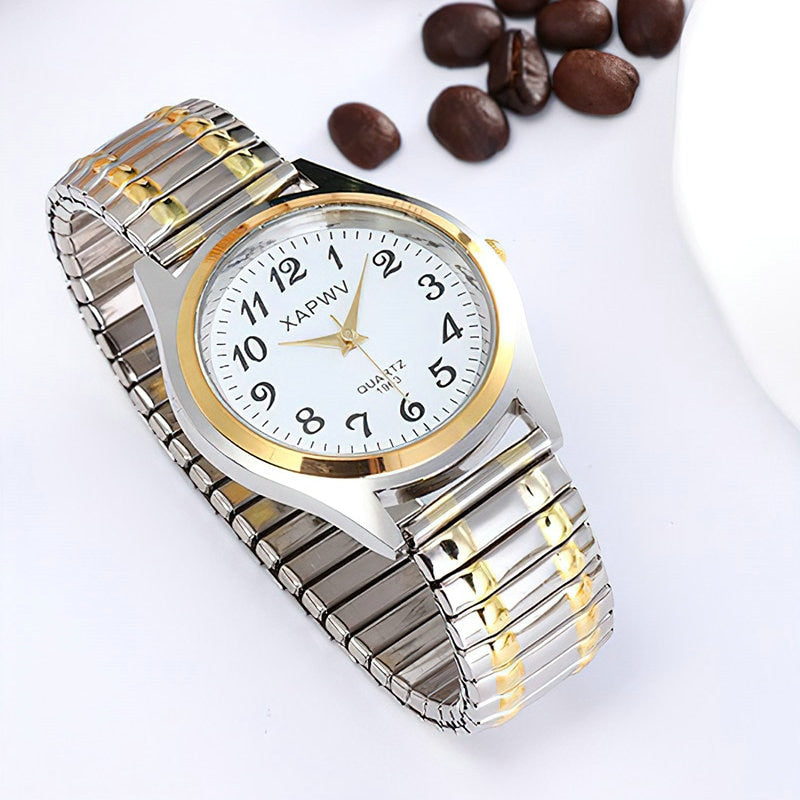 Women Men Watch Flexible Elastic Band Quartz Wrist Watch Steel Strap Couple Watch Gift