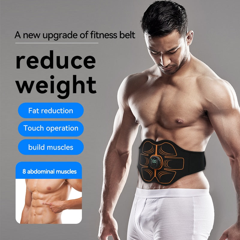 Abs Trainer EMS Abdominal Muscle Stimulator Electric Toning Belt USB Recharge Waist Belly Weight Loss Home Gym Fitness Equiment