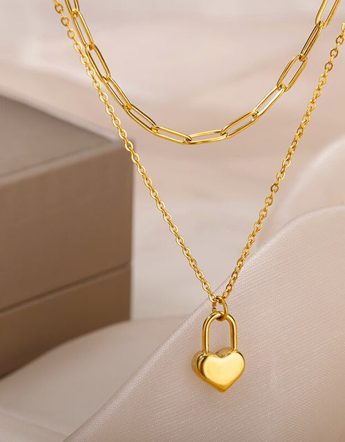 Load image into Gallery viewer, Stainless Steel Heart Pendant Necklace For Women Fashion Simple Girls Lucky Chain Gifts Party Jewelry Dropshipping
