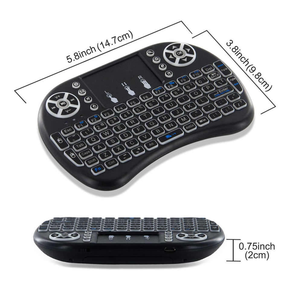 Mini Wireless Keyboard English Russian French Spanish Portuguese 2.4G Air Mouse Remote Touchpad for Android TV Box PC