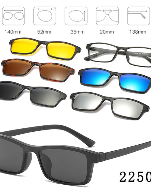 Load image into Gallery viewer, 6 In 1 Custom Men Women Polarized Optical Magnetic Sunglasses Clip Magnet Clip on Sunglasses Polaroid Clip on Sun Glasses Frame
