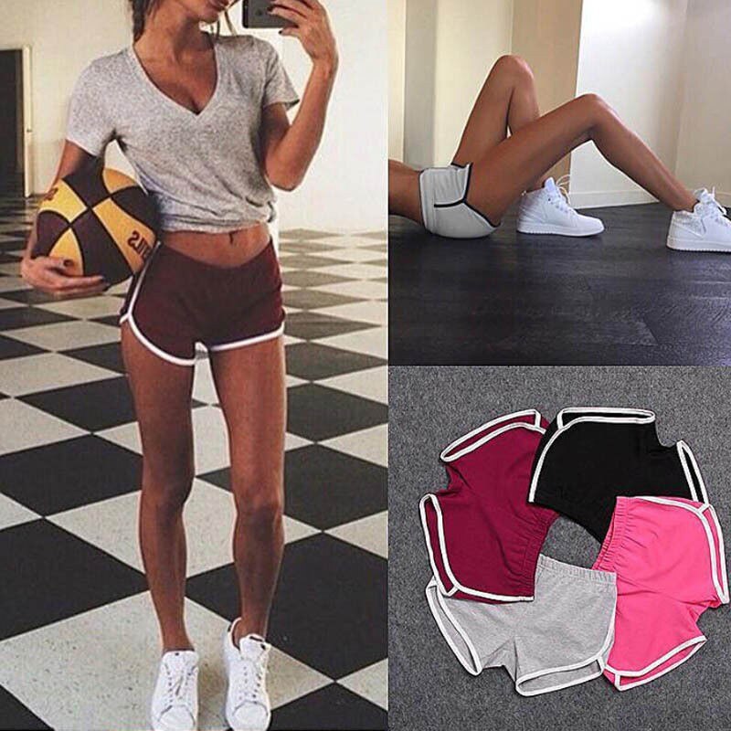 Women Sports Shorts Short Pants Gym Workout Stretch Waist Casual Waistband Running Jogging Short Size S-XXL