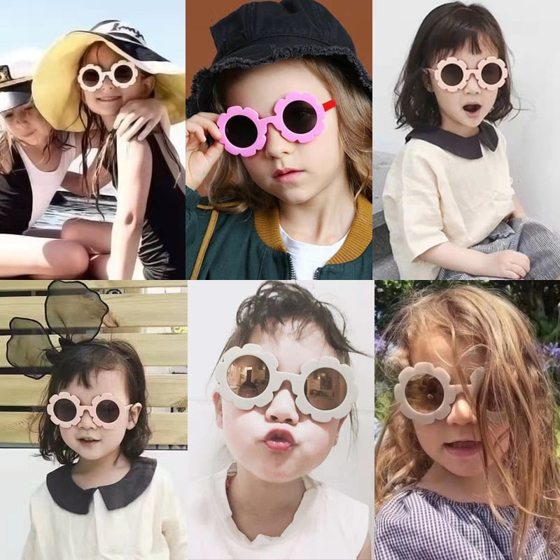 New Kids Sunglasses Children Round Flower Sunglasses Girls Boys Baby Sport Shades Glasses UV400 Outdoor Sun Protection Eyewear