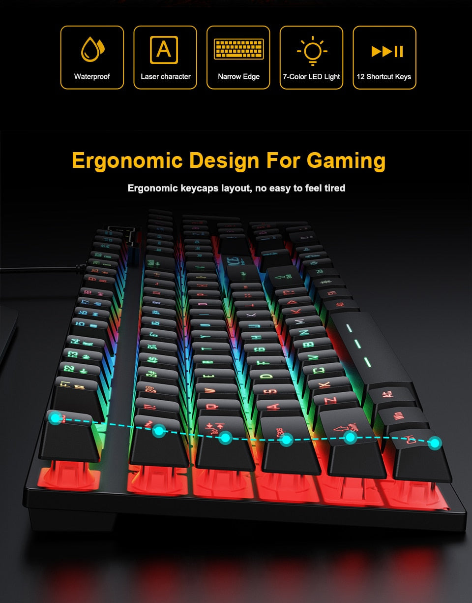 Gaming keyboard Gamer keyboard and Mouse With Backlight USB 104 keycaps Wired Ergonomic Russian Keyboard For PC Laptop