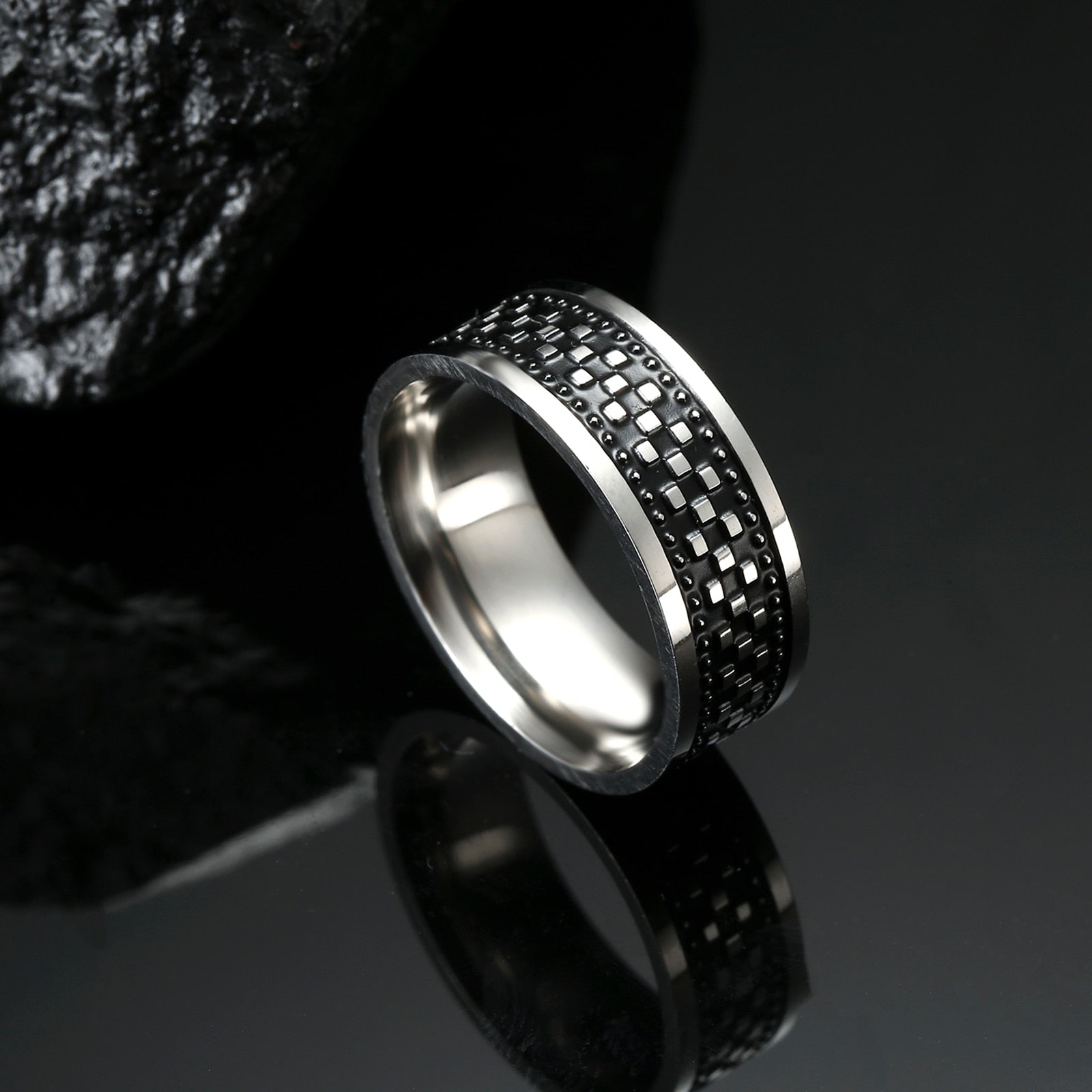 Stainless Steel Ring for Men Women 8MM Wide Geometric Casual Finger Rings 2023 Fashion Jewelry Wedding Gift for Lover